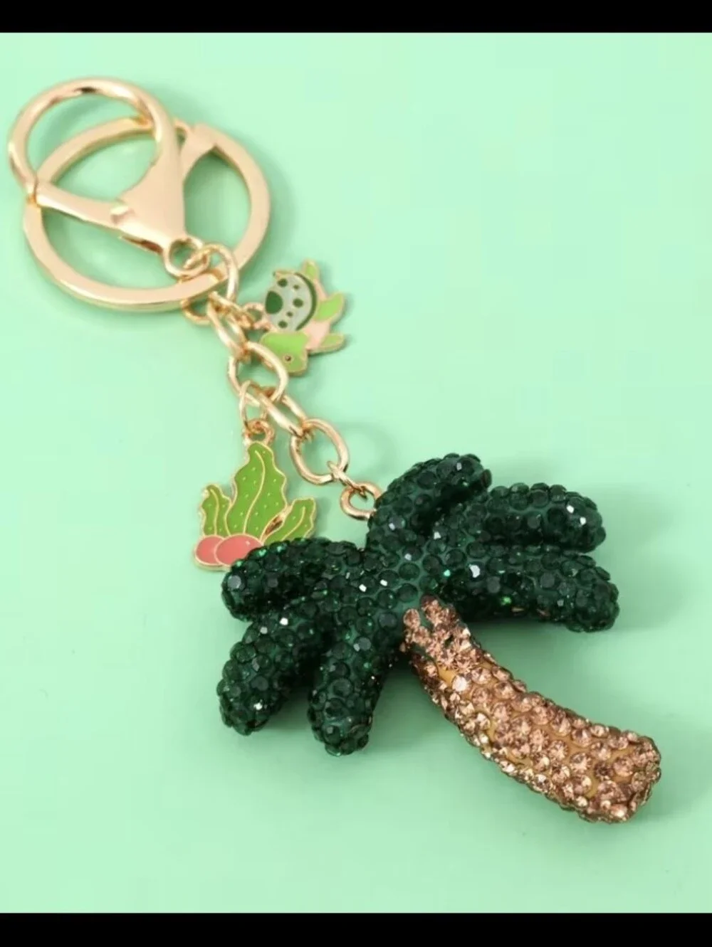 Rhinestone Palm Tree Bag Charm/ Keychain NEW
